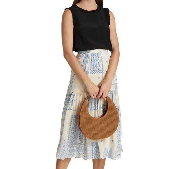 BA&SH Londer Patchwork Print Midi Skirt Size L - Picture 1 of 11